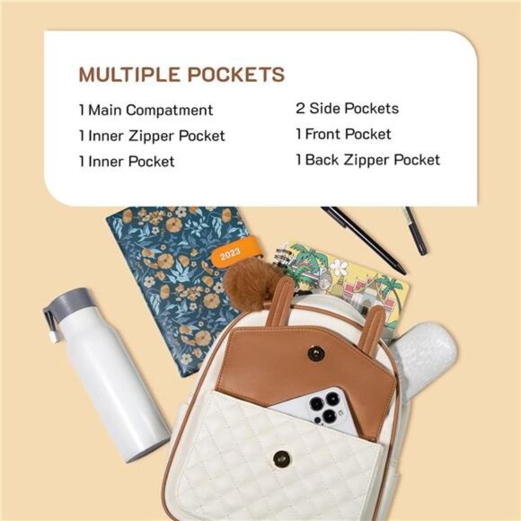 Mini Backpack for Women Cute Small Backpack Purse With Pompom PU Leather